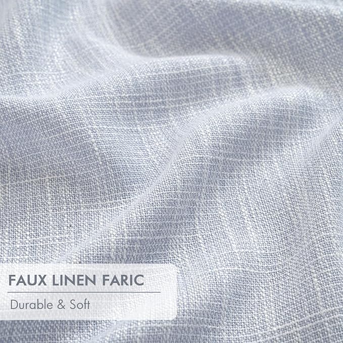 MIULEE Chambray Blue Pinch Pleated 100% Blackout Curtains 40x108 Inches | Room - Image 6