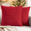 MIULEE Corduroy Decorative Throw Pillow Covers 16x16 Red Pack of 2 | Soft Boho by MIULEE