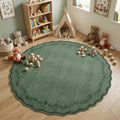 GarveeHome Round Rugs 4ft Scalloped Washable Small Circle Rug by GarveeHome