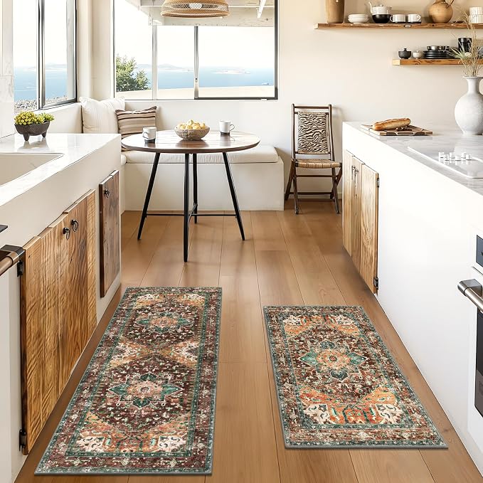 Yamaziot Washable Runner Rug Set of 2, Non-Slip Boho Hallway Kitchen Rug | - Image 7