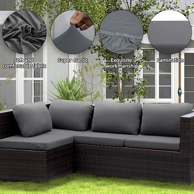 8PCS Patio Cushion Covers.Patio Furniture Couch SeatSlipcovers | Washable - Image 3