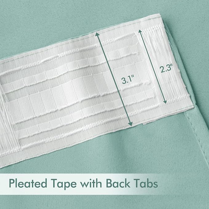 MIULEE Aqua Back Tab Blackout Curtains 52x120 Inch Long 2 Panels Set | Rod - Image 4