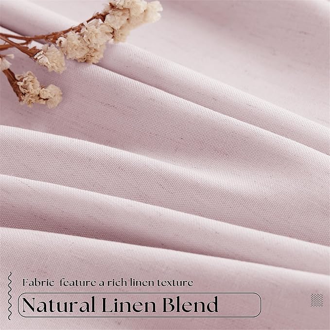 Light Pink Pleated Black Out Linen 45 Inch Curtains - Image 5