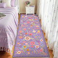 Floral Washable 2x6 Area Rugs Runner Entryway Hallway Purple/Pink | Flower by RELEANY