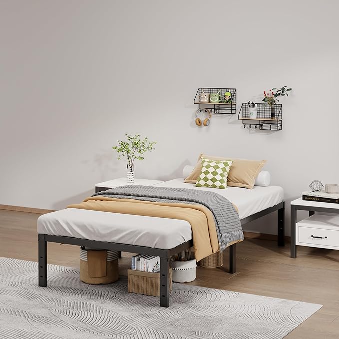 Metal Bed Frame Twin XL Size - 14 Inch Heavy-Duty Twin XL Platform Bed Frame No Box Spring Needed, Easy Assembly, Noise-Free, Sturdy Mattress Foundation, Underbed Storage Space