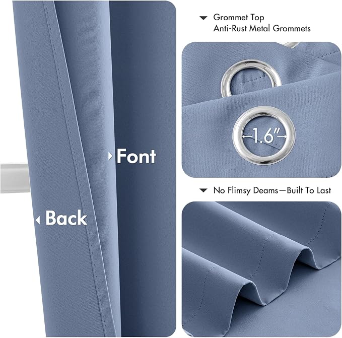 MIULEE Blackout Curtains for Bedroom 2 Panels 40 x 84 Inch Long Denim Blue | - Image 4