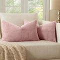 MIULEE Pink Decorative Lumbar Throw Pillow Covers 12x20 Inch 2 Pack | Boho by MIULEE