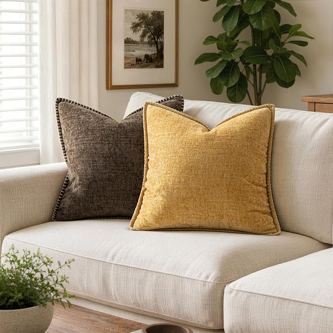 MIULEE Decorative Couch Throw Pillow Covers 16x16 Inch Gold 2 Pack | Mustard - Image 4