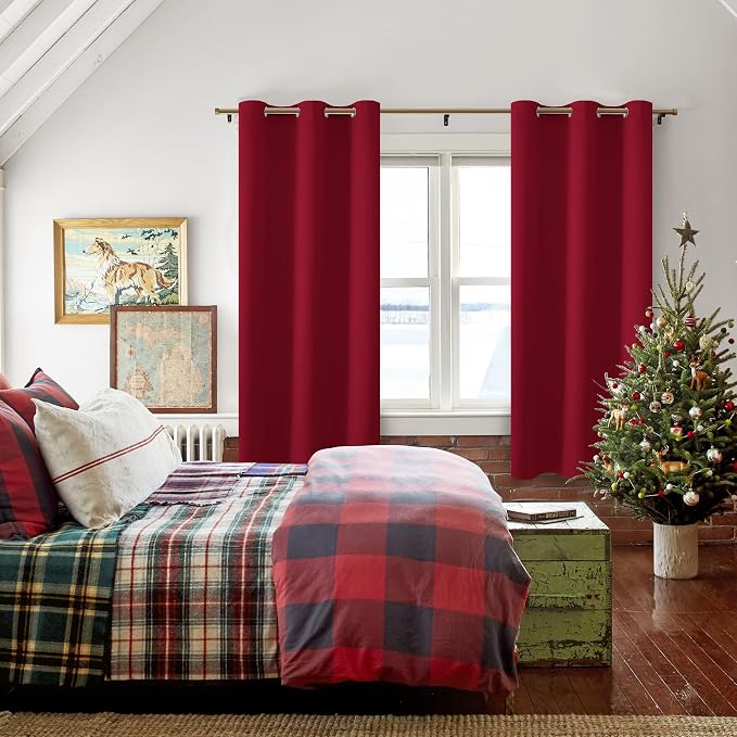 Blackout Curtains for Bedroom and Living Room Christmas Red W38xL72 | Light - Image 6