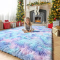 Amdrebio Purple Rainbow Mermaid Large Kids Area Rug 6x9 by Amdrebio