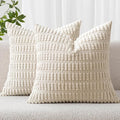 MIULEE Corduroy Decorative Throw Pillow Covers 20x20 Cream White Pack of 2 | by MIULEE
