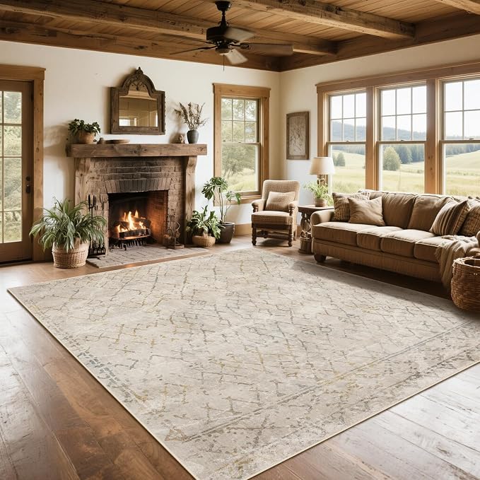 8x10 Washable Area Rugs for Living Room, Dining Room- Morocco Camel | Boho by Srugn