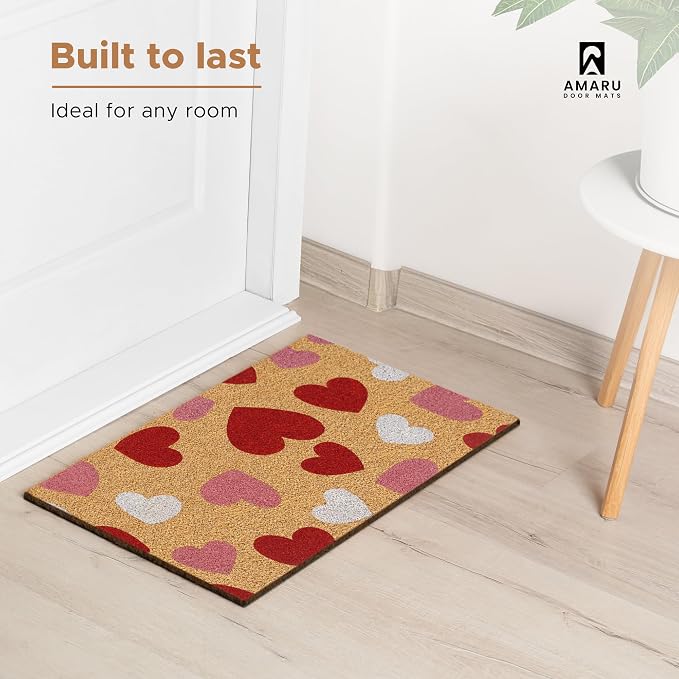 Coir Welcome Mat, Colorful Hearts, 17 x 29 in | 100% Natural Coir, Anti-Shedding - Image 7