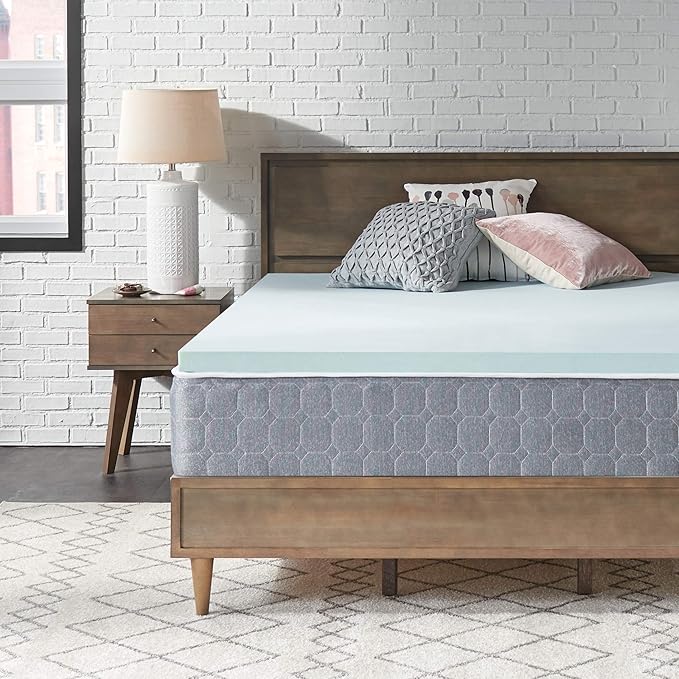 Sealy TrueForm 2" Medium-Firm Gel-Infused Memory Foam Mattress Topper, Cloud-Like Adaptive Mattress Topper for Body Support, Queen Blue