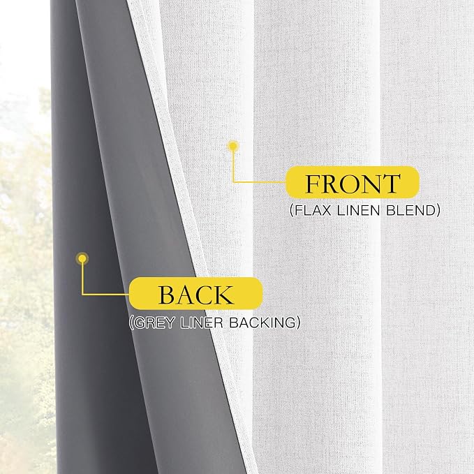 NICETOWN 100% Black Out Curtains 72 inch Long, Linen Blend Insulated Rod Pocket - Image 7