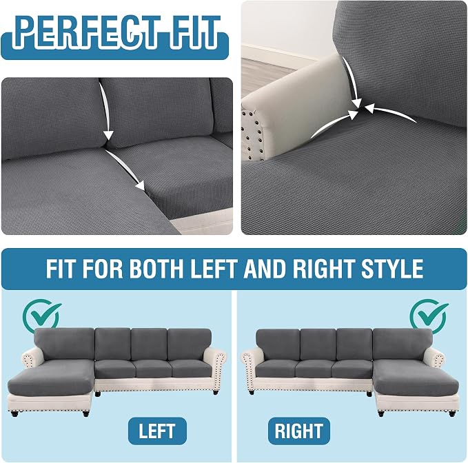 H.VERSAILTEX Sectional Couch Covers 8 Pieces Stretch Sofa Covers - Image 5