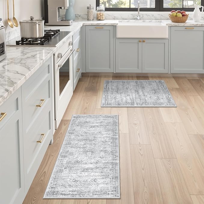 Kitchen Rugs Sets of 2, 2x3 2x4 Rug Runner, Dining Room, Soft Runner Rug by Restydon