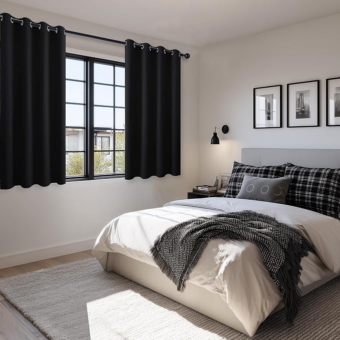 Blackout Curtains for Bedroom, 52 x 54 Inches Long, 2 Panels, Sewn - Image 6