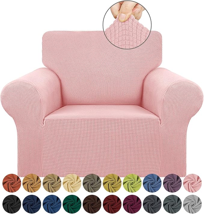 Stretch Chair Sofa Slipcover, Single Couch Cover, Dusty Pink | 1-Piece Washable by KEKUOU