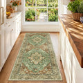 RELEANY Washable Area Rug, Runner 2'x6', Brick/Brown/Green | Non-Slip, Water by RELEANY