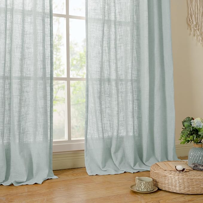 Extra Wide Linen Curtains for Bedroom Living Room 60 x 84 Inch | Natural Light - Image 9