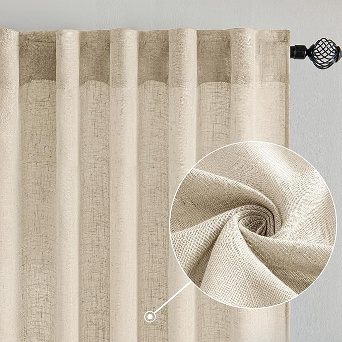 MIULEE Short Linen Curtains 52x45 Inch Length 2 Panels - Image 2