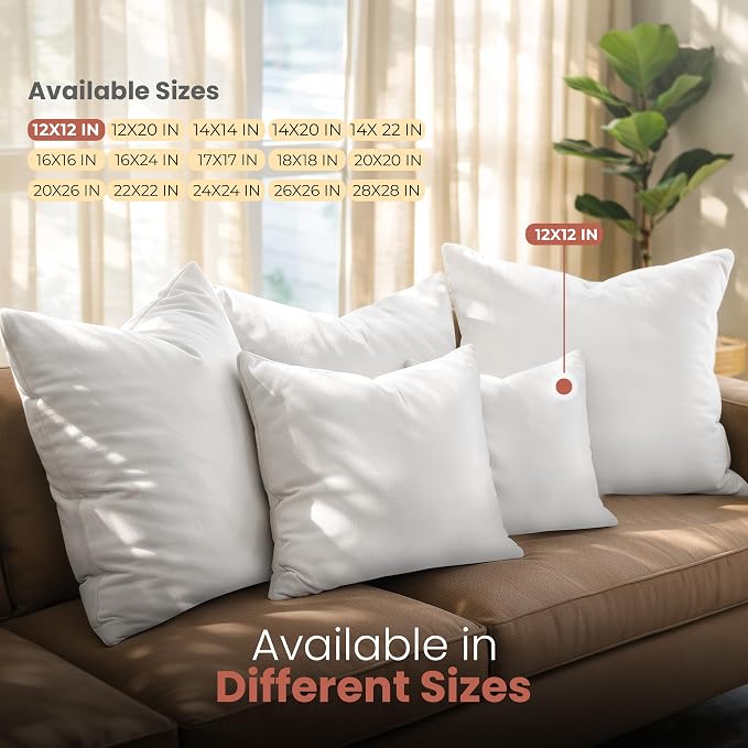 Utopia Bedding 12x12 Pillow Inserts, 2 Pack | Indoor cushion inserts - Image 6