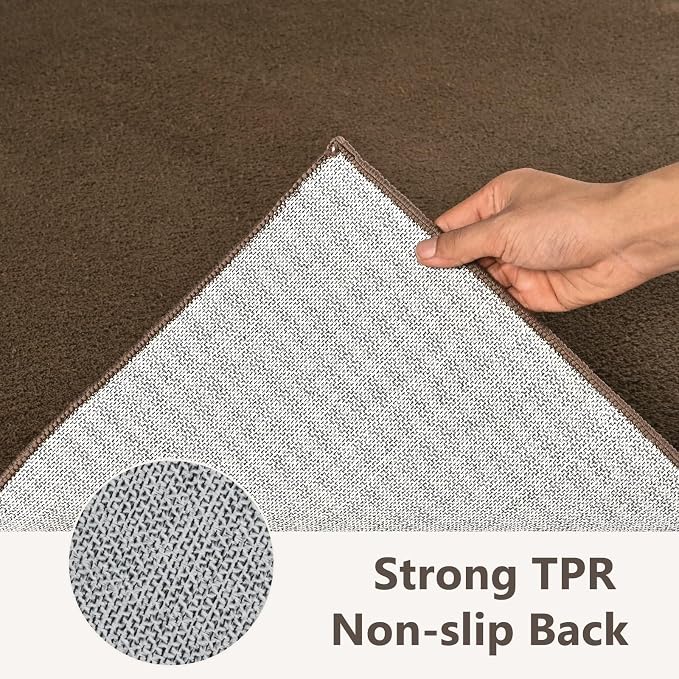 2x10 Beige Brown Solid Runner Rug Washable Non-Slip - Image 6