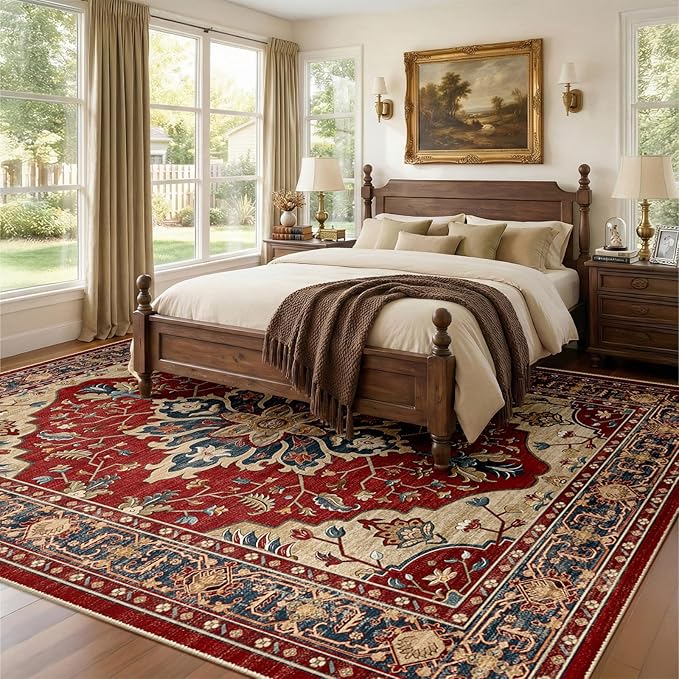 RELEANY Washable Area Rug, Water Repellent, Pet Friendly, Vintage Floral Boho - Image 2