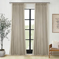 Burlywood Birch 100% Blackout Pinch Pleated Linen Curtains 105 Inches Long | by Twodrapes