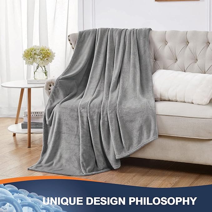 Walensee Big King Szie Fleece Blanket, Oversized Plush Throw, Giant Large Fuzzy Lightweight (King Size 108x90 Grey) Super Huge Soft Microfiber Blankets for Couch, Bed, Sofa, and Cozy for All Seasons