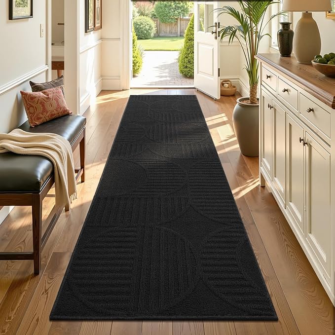 Findosom Washable Runner Rug 2x8, Geometric High-Low Textured Non Slip Hallway - Image 9