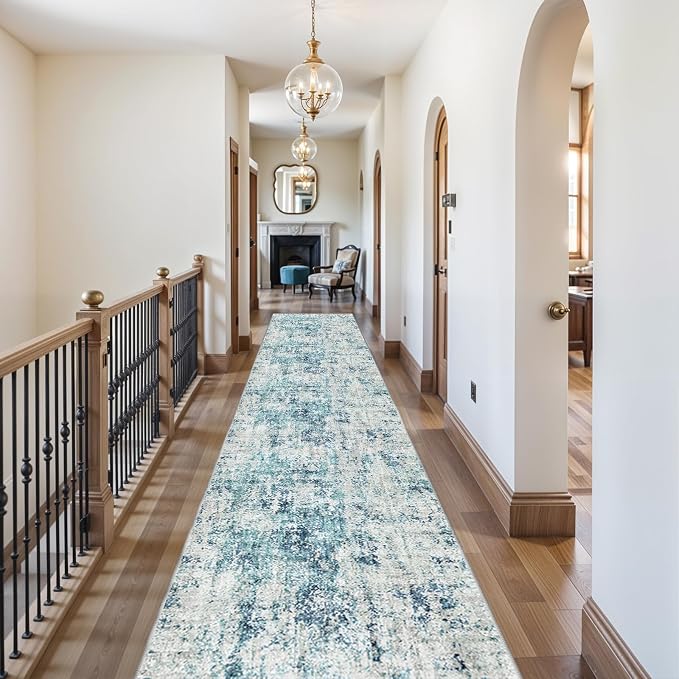 3x20 Long Hallway Runner Rug Non-Slip Washable Rugs Ocean Mist | Super Soft by WIEVEDENS
