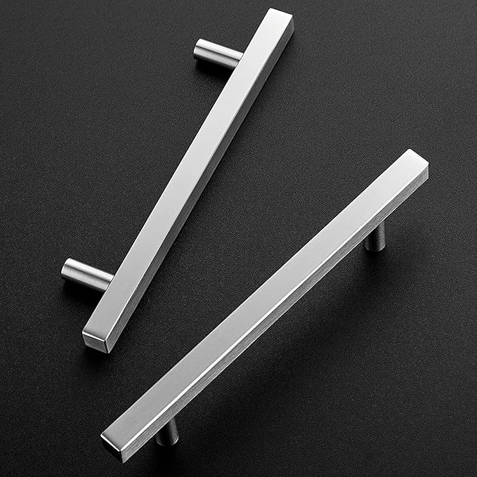 Ravinte Brushed Nickel Cabinet Handles 25 Pack 5 inch Satin Nickel Square Cabinet Pulls Silver Hardware for Kitchen 7-3/8 inch Overall Length Stainless Steel Drawer Pulls