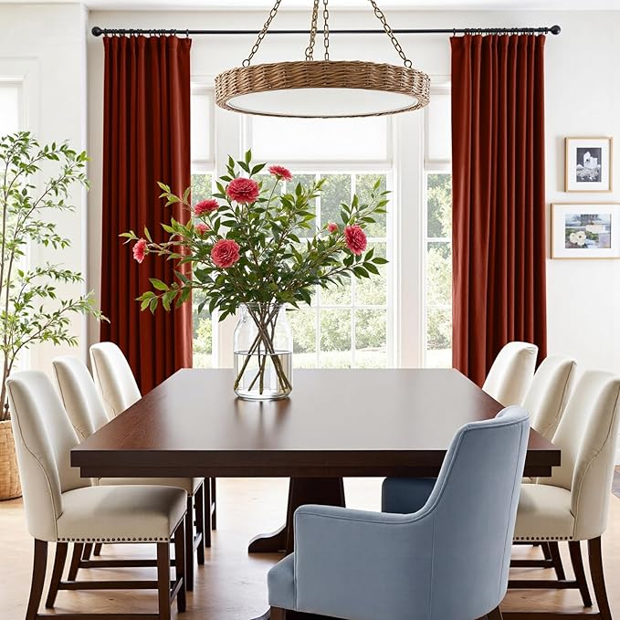 Lazzzy Velvet Blackout Curtains Thermal Insulated Room Window Drapes Super Soft Luxury Curtains for Living Room Bedroom Rod Pocket 2 Panels, Rust Red, 52" W x 102" L