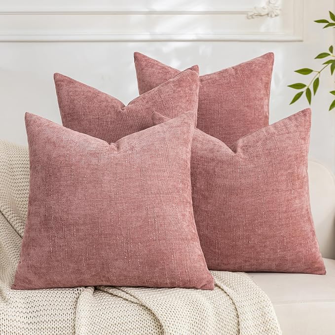 Set of 4 Soft Textured Decorative Throw Pillow Covers 18x18 Inch Cozy Farmhouse by Cozoomy