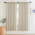 RYB HOME Linen Textured Semi Sheer Curtains Light Filtering Airy Solid Sheer Window Curtains for Bedroom Bathroom Dining Kids Nursery, Linen, W 52 x L 72 inch, 2 Panels
