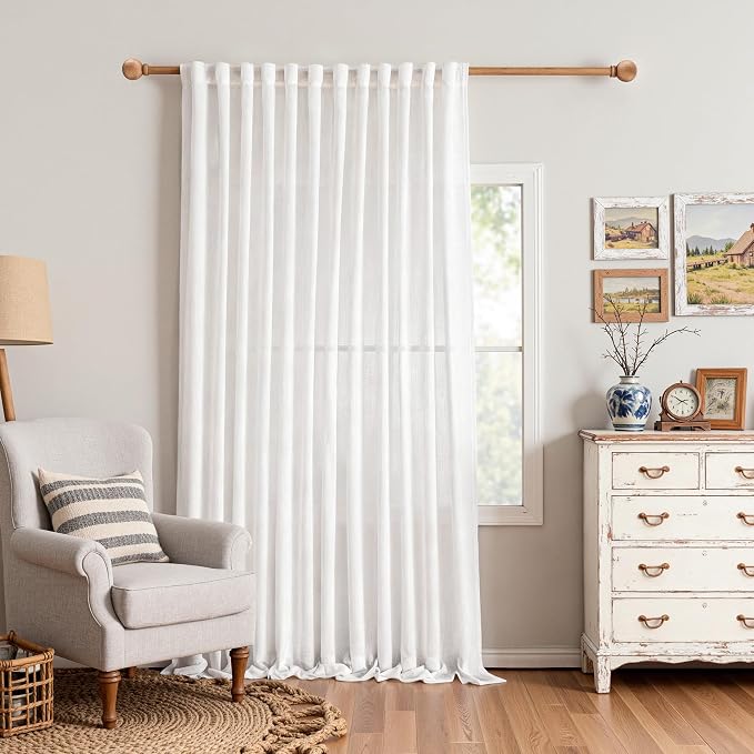 MYSKY HOME 95 Inches Long White Curtains by MYSKYHOME