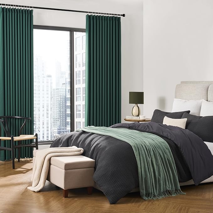 Dark Hunter Green Blackout Curtains 63 Inches Long, Christmas Home Decoration - Image 4