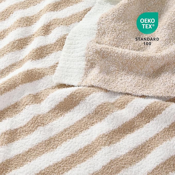 Snuggle Sac Ultra Soft Throw Blanket, Cozy Knitted, Fuzzy Knit Striped - Image 4