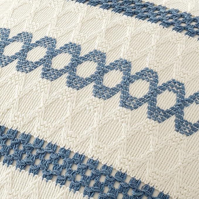MIULEE Set of 2 Coastal Blue Boho Decorative Pillow Covers 18x18 Inch | - Image 4