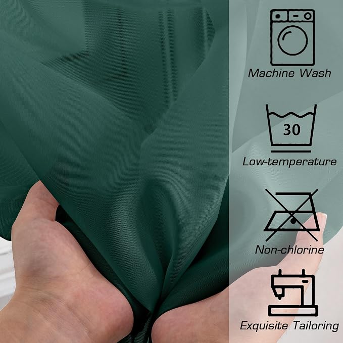 Simplebrand Hunter Green Sheer Curtains 72 Inches Long 2 Panels - Image 6