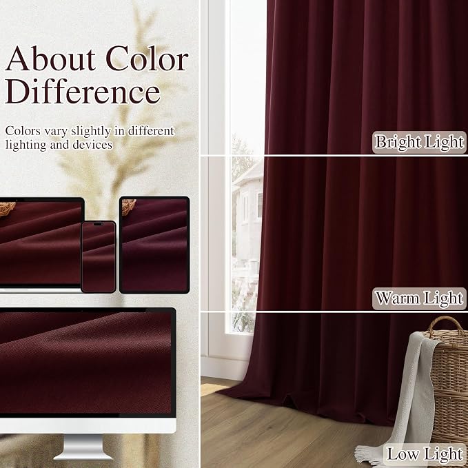 100% Blackout Curtains 90 Inch Length 2 Panels Set - Image 7
