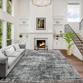 4x6 Area Rugs for Living Room: Washable Abstract Black Badroom Carpet | by GENTDRIZZ