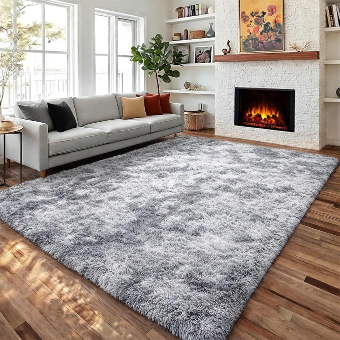 Abstract Shaggy Washable Area Rug 4x6 Plush Soft Fluffy Fuzzy Retro Carpet | by PAGISOFE