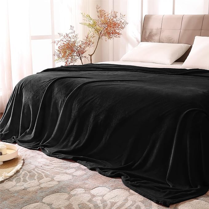 BEDELITE Fleece Blanket Soft Plush King Size Bed Blanket Black 108"x90" | Ultra by BEDELITE
