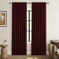 Burgundy 100% Blackout Linen Curtains 84 Inch Length 2 Panels Set by Guken