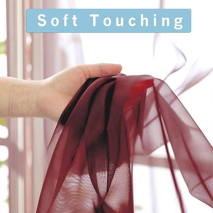 Sheer Curtains 96 Inch Long, Elegant Sheer Curtains - Image 2