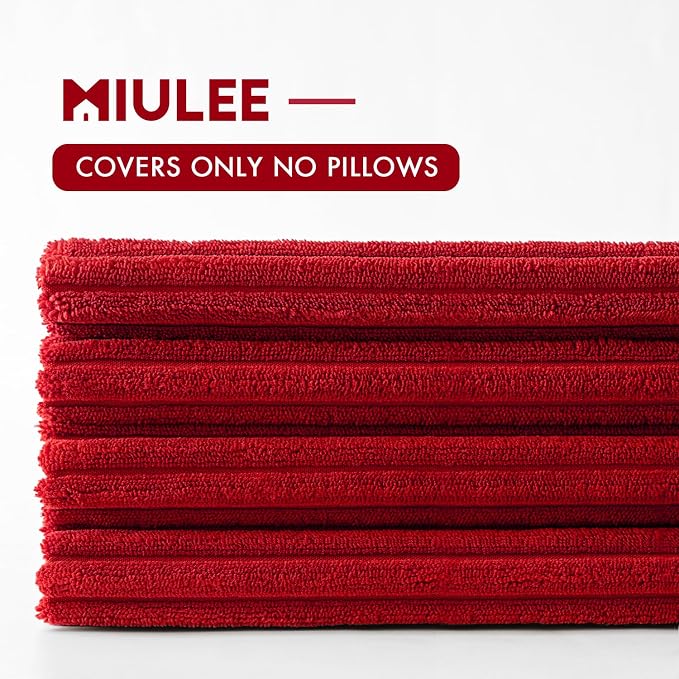 MIULEE Soft Corduroy Decorative Throw Pillow Covers Christmas Red 18x18 | Set - Image 6
