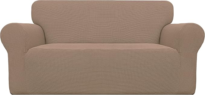 Easy-Going Stretch Loveseat Couch Covers Washable Camel | 1-Piece Loveseat by Easy-Going